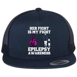 Her Fight Is My Fight Purple Ribbon Epilepsy Awareness Flat Bill Trucker Hat