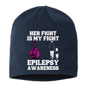 Her Fight Is My Fight Purple Ribbon Epilepsy Awareness Sustainable Beanie