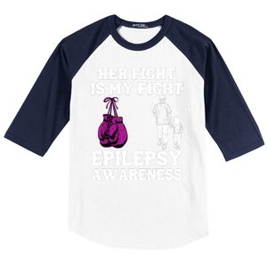 Her Fight Is My Fight Purple Ribbon Epilepsy Awareness Baseball Sleeve Shirt