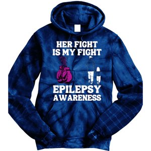 Her Fight Is My Fight Purple Ribbon Epilepsy Awareness Tie Dye Hoodie