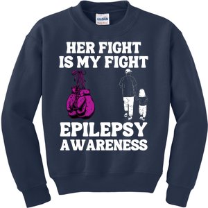 Her Fight Is My Fight Purple Ribbon Epilepsy Awareness Kids Sweatshirt