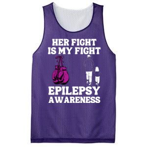 Her Fight Is My Fight Purple Ribbon Epilepsy Awareness Mesh Reversible Basketball Jersey Tank