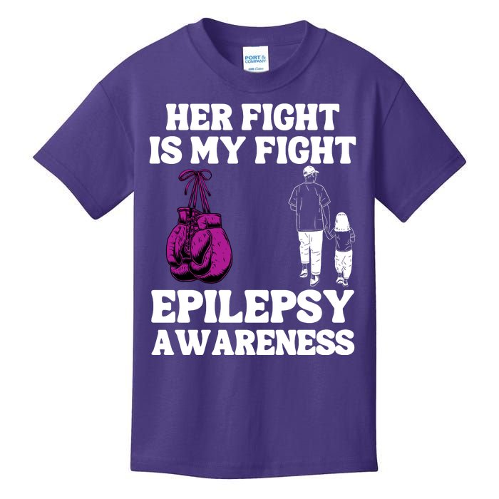 Her Fight Is My Fight Purple Ribbon Epilepsy Awareness Kids T-Shirt