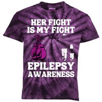 Her Fight Is My Fight Purple Ribbon Epilepsy Awareness Kids Tie-Dye T-Shirt