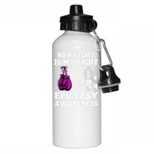 Her Fight Is My Fight Purple Ribbon Epilepsy Awareness Aluminum Water Bottle