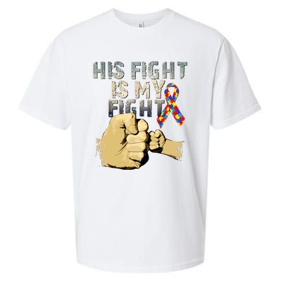 His Fight Is My Fight Autism Awareness And Support Sueded Cloud Jersey T-Shirt