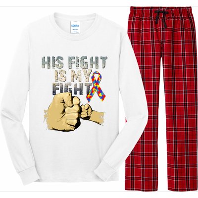 His Fight Is My Fight Autism Awareness And Support Long Sleeve Pajama Set