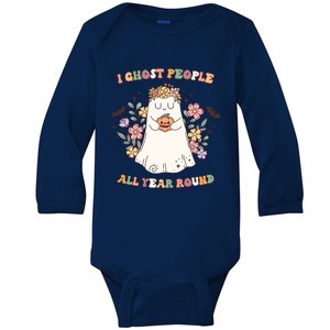 Halloween Funny I Ghost People Year Round Groovy Style Gift Baby Long Sleeve Bodysuit