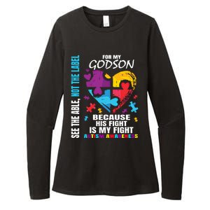 His Fight Is My Fight Blue Godson Autism Awareness Godmother Gift Womens CVC Long Sleeve Shirt