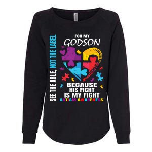 His Fight Is My Fight Blue Godson Autism Awareness Godmother Gift Womens California Wash Sweatshirt