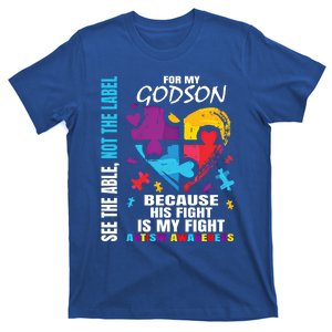 His Fight Is My Fight Blue Godson Autism Awareness Godmother Gift T-Shirt