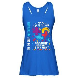 His Fight Is My Fight Blue Godson Autism Awareness Godmother Gift Ladies Essential Flowy Tank