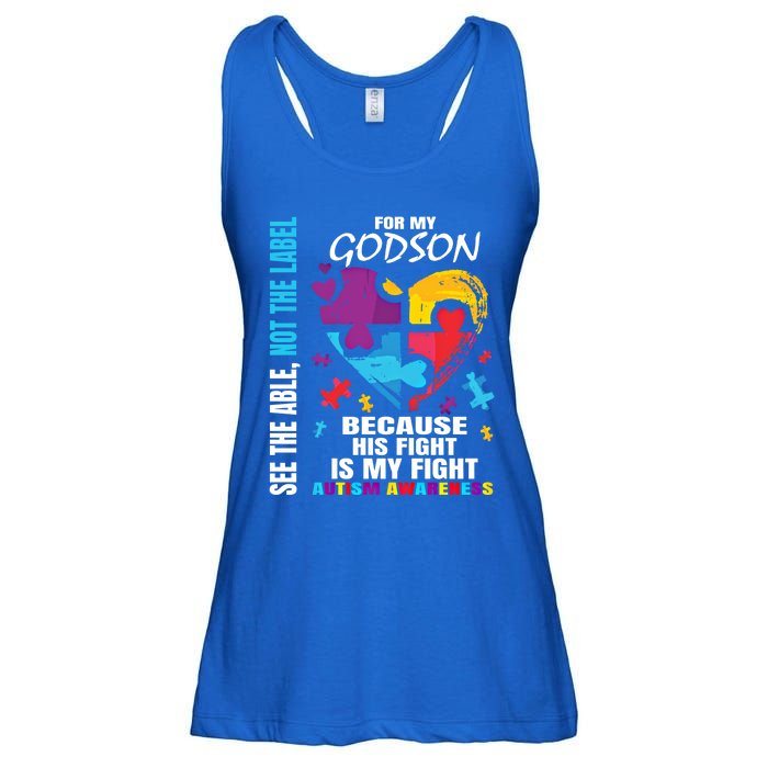 His Fight Is My Fight Blue Godson Autism Awareness Godmother Gift Ladies Essential Flowy Tank