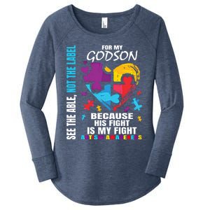 His Fight Is My Fight Blue Godson Autism Awareness Godmother Gift Women's Perfect Tri Tunic Long Sleeve Shirt