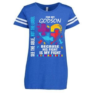 His Fight Is My Fight Blue Godson Autism Awareness Godmother Gift Enza Ladies Jersey Football T-Shirt