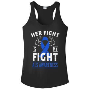 Her Fight is My Fight ALS Awareness Blue Ribbon Support Team Ladies PosiCharge Competitor Racerback Tank