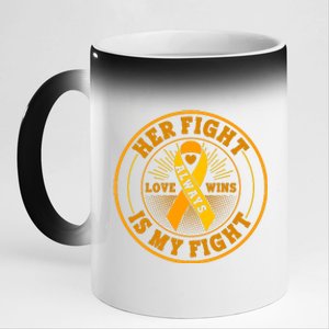 Her Fight Is My Fight Love Always Wins Emblem 11oz Black Color Changing Mug