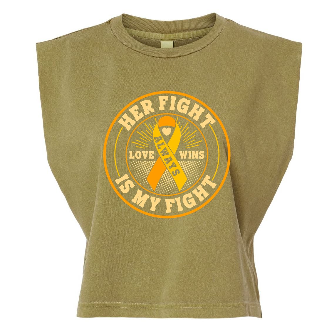 Her Fight Is My Fight Love Always Wins Emblem Garment-Dyed Women's Muscle Tee