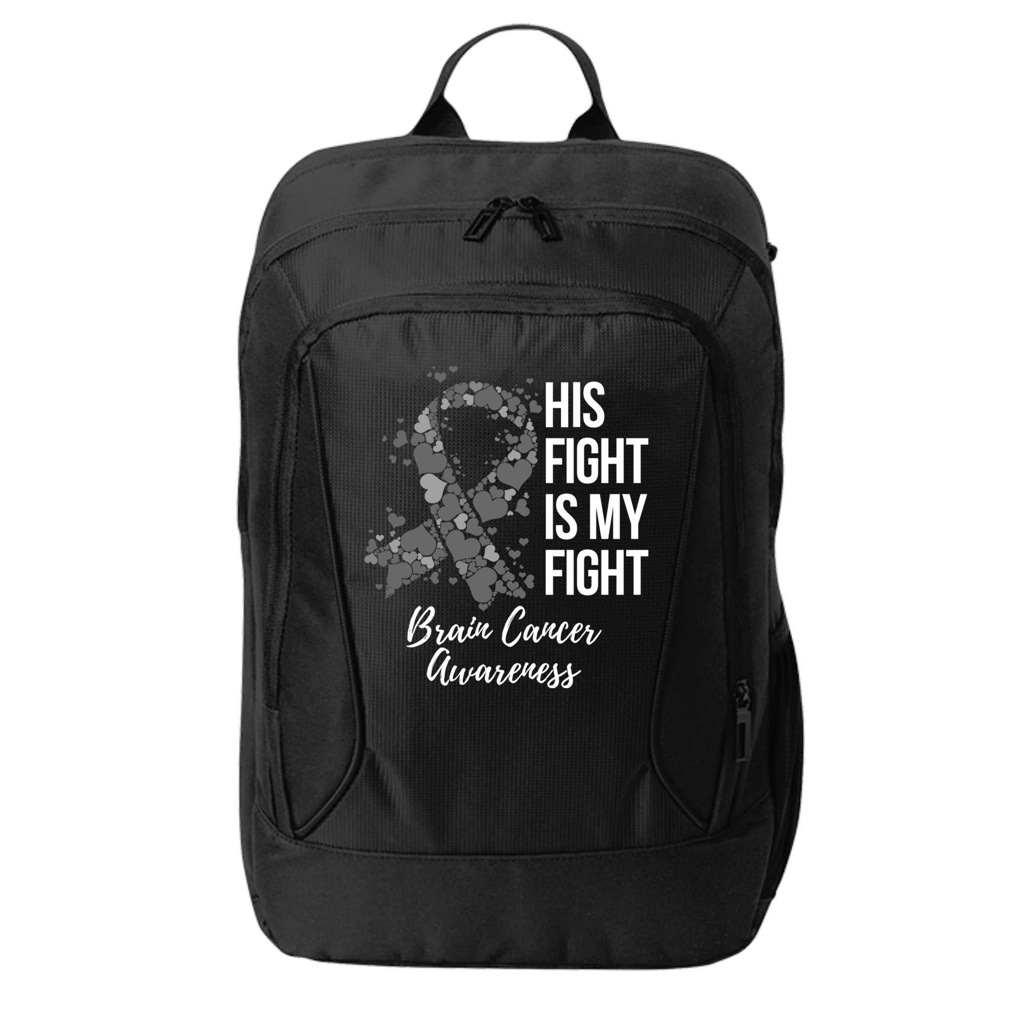 His Fight Is My Fight Brain Cancer Awareness Gift City Backpack