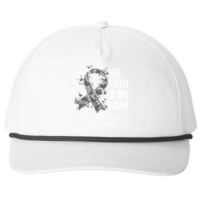 His Fight Is My Fight Brain Cancer Awareness Gift Snapback Five-Panel Rope Hat