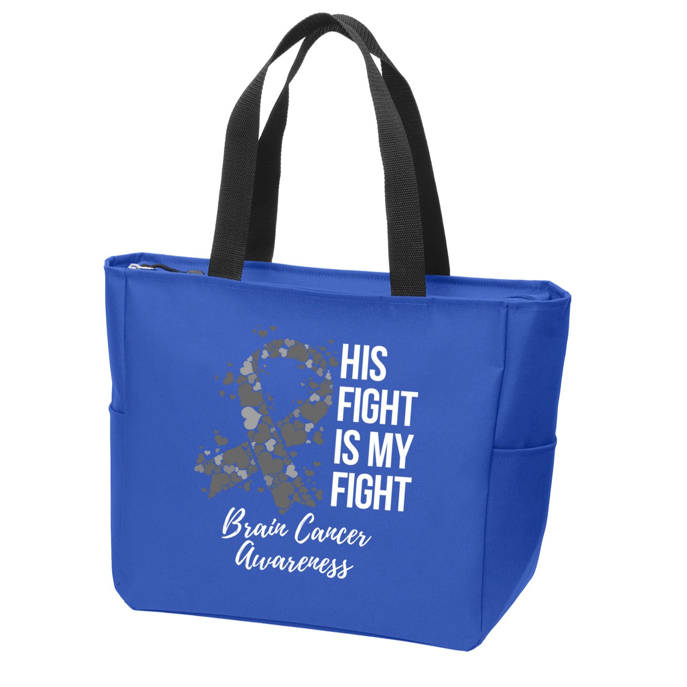 His Fight Is My Fight Brain Cancer Awareness Gift Zip Tote Bag