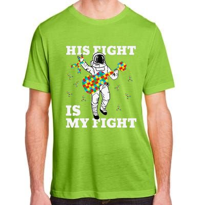 His Fight Is My Fight Astronaut Autism Awareness Adult ChromaSoft Performance T-Shirt