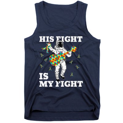 His Fight Is My Fight Astronaut Autism Awareness Tank Top