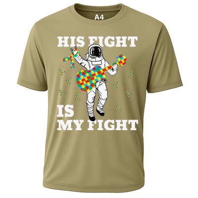 His Fight Is My Fight Astronaut Autism Awareness Cooling Performance Crew T-Shirt