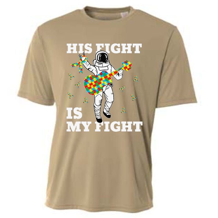 His Fight Is My Fight Astronaut Autism Awareness Cooling Performance Crew T-Shirt