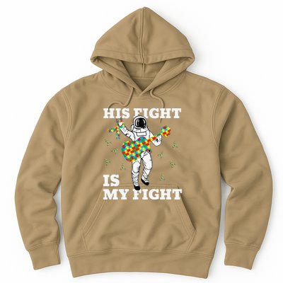 His Fight Is My Fight Astronaut Autism Awareness Hoodie