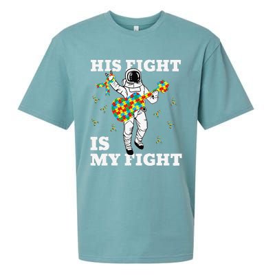 His Fight Is My Fight Astronaut Autism Awareness Sueded Cloud Jersey T-Shirt