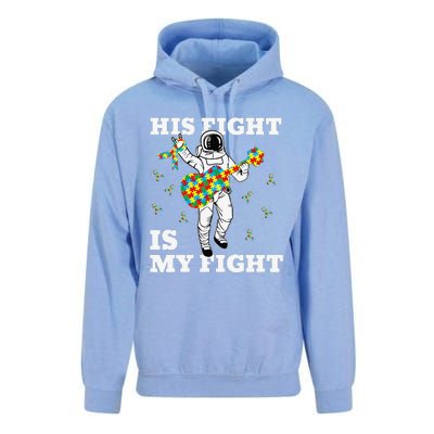 His Fight Is My Fight Astronaut Autism Awareness Unisex Surf Hoodie