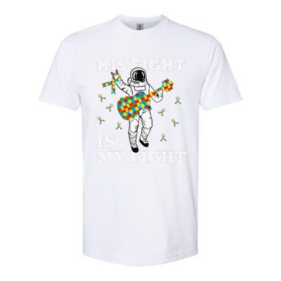 His Fight Is My Fight Astronaut Autism Awareness Softstyle CVC T-Shirt