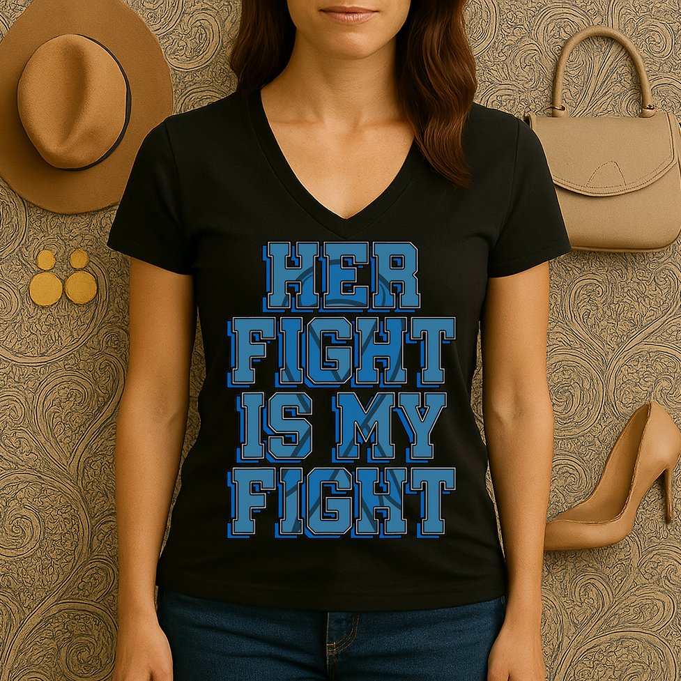 Her Fight Is My Fight ALS Lou Gehrig's Disease MND Idea Women's V-Neck T-Shirt
