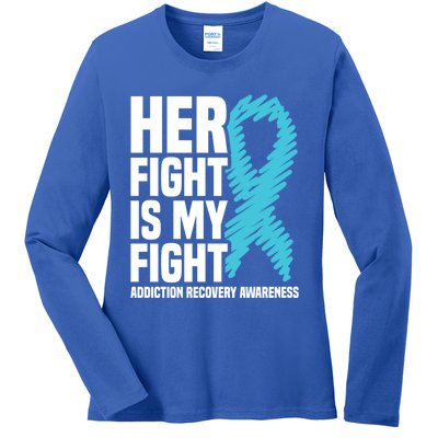 Her Fight Is My Fight Addiction Recovery Awareness Gift Ladies Long Sleeve Shirt