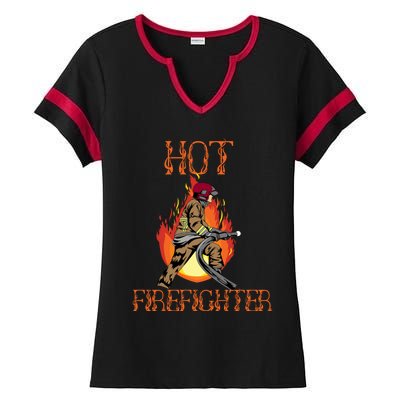 Hot Firefighter Ing Gag Gift Volunteer Fire Gift Ladies Halftime Notch Neck Tee