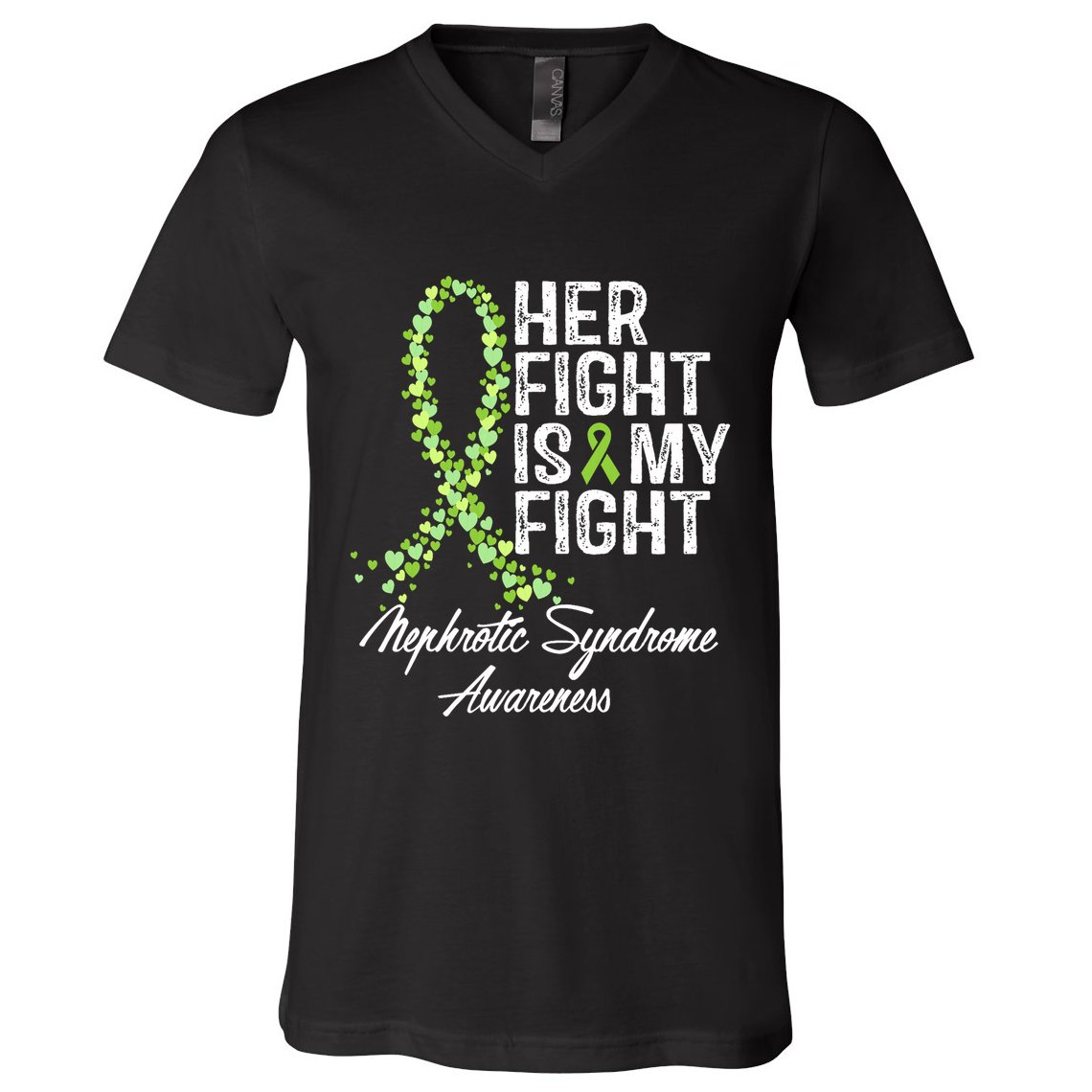 Her Fight Is My Fight Nephrotic Syndrome Awareness V-Neck T-Shirt