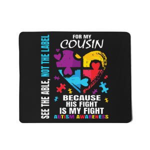 His Fight Is My Fight Blue Cousin Autism Awareness Puzzle Mousepad