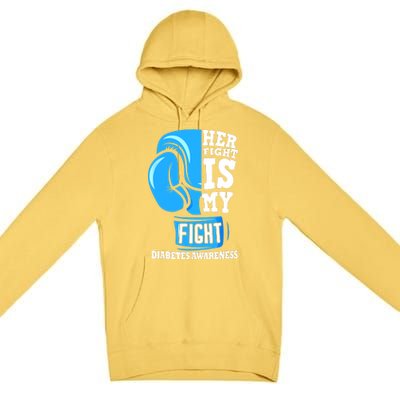 Her Fight Is My Fight Boxing Glove Diabetes Awareness Month Premium Pullover Hoodie