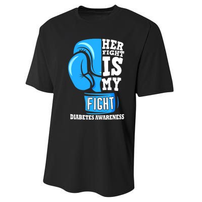 Her Fight Is My Fight Boxing Glove Diabetes Awareness Month Performance Sprint T-Shirt