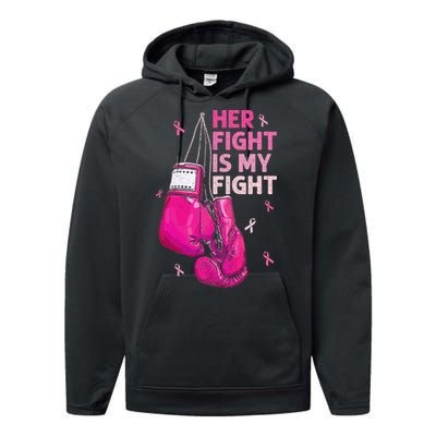 Her Fight Is My Fight Breast Cancer Awareness Pink Ribbons Performance Fleece Hoodie