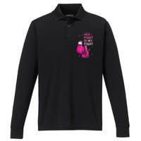 Her Fight Is My Fight Breast Cancer Awareness Pink Ribbons Performance Long Sleeve Polo