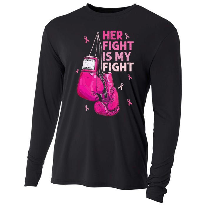 Her Fight Is My Fight Breast Cancer Awareness Pink Ribbons Cooling Performance Long Sleeve Crew