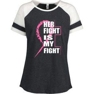 Her Fight Is My Fight Breast Cancer Enza Ladies Jersey Colorblock Tee