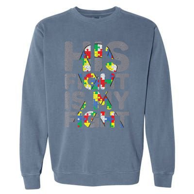 His Fight Is My Fight Autism Awareness Garment-Dyed Sweatshirt