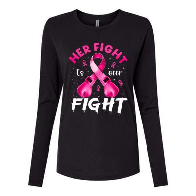 Her Fight Is Our Fight Breast Cancer Awareness Women Warrior Womens Cotton Relaxed Long Sleeve T-Shirt