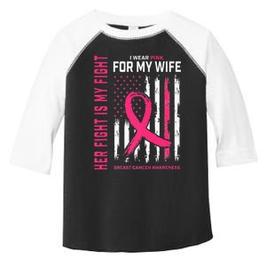 Her Fight Is My Fight I Wear Pink Wife Breast Cancer Flag Toddler Fine Jersey T-Shirt