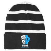 Her Fight Is My Fight T1D Mom Type 1 Diabetes Awareness Striped Beanie with Solid Band