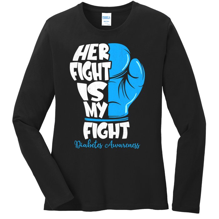 Her Fight Is My Fight T1D Mom Type 1 Diabetes Awareness Ladies Long Sleeve Shirt