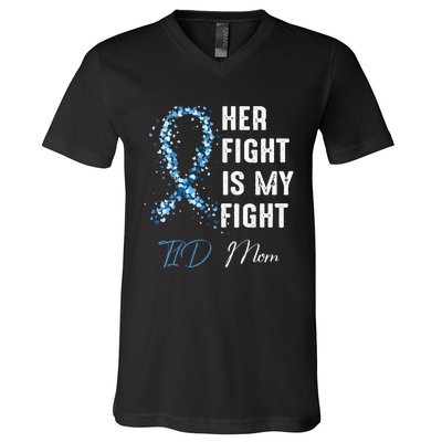 Her Fight Is My Fight T1D Mom Type 1 Diabetes Awareness V-Neck T-Shirt